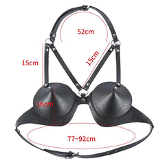 Leather Bondage Bra with Bottom Trim