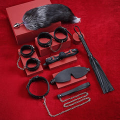 Kit de bondage de cuero con adornos de encaje