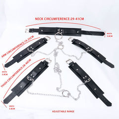 Cross Chain Buckle Collar and Cuffs Bondage