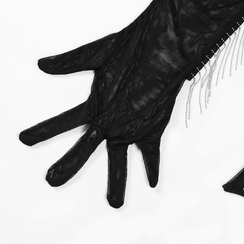 Sexy Low-cut Tassel Bodysuit with Gloves