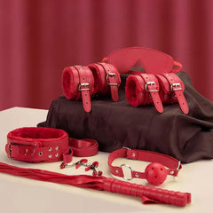 Kit de bondage en cuir rouge passionné