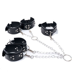 Cross Chain Buckle Collar and Cuffs Bondage